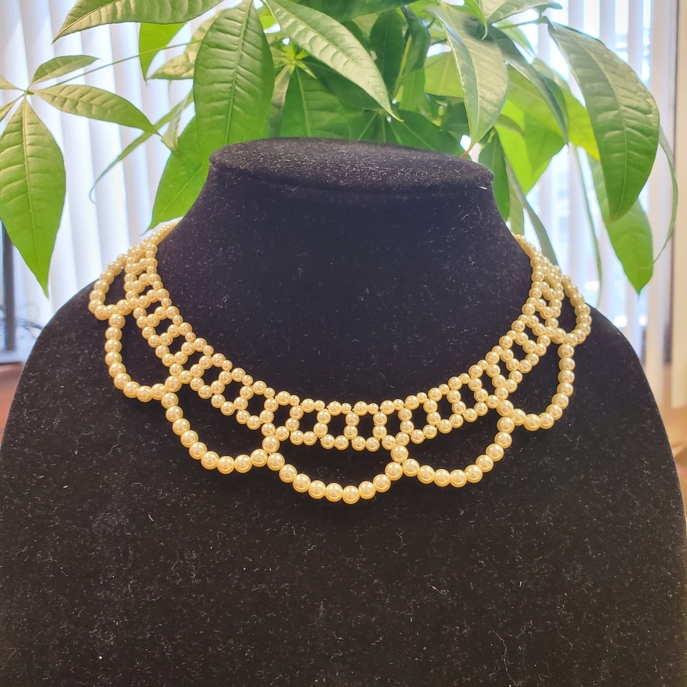 Vintage Pearl Bib Necklace